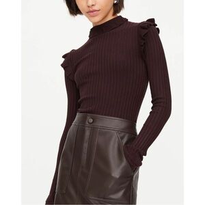MARIE OLIVER Ribbed Tinley Turtleneck Sweater in Plum Sz Medium